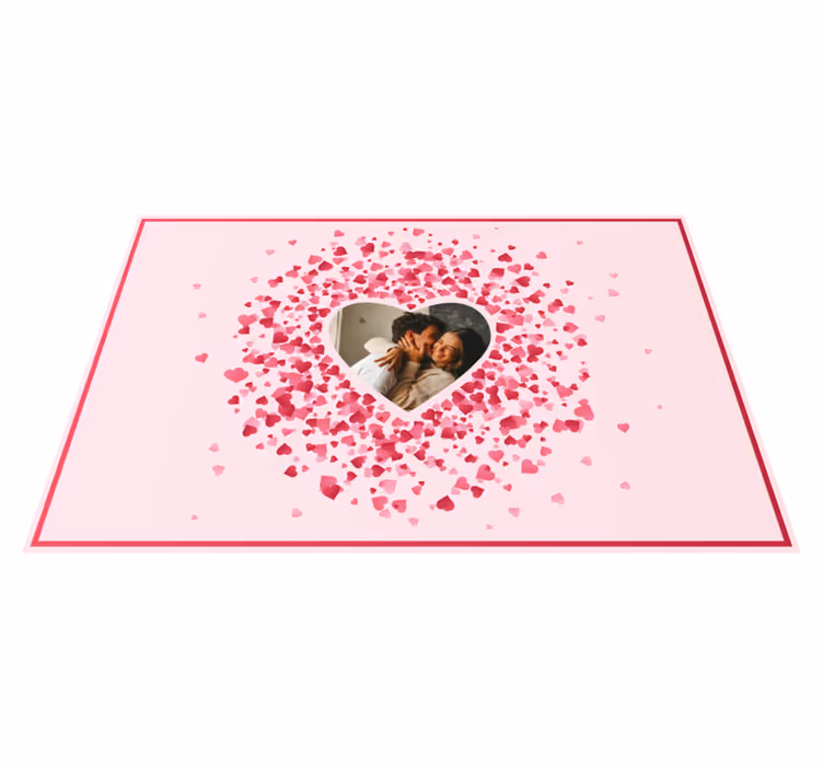 Hjerte med foto personlig vinyl teppe - Tenstickers