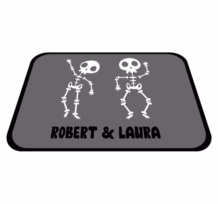 Skjelettduo vinyl teppe med navn - Tenstickers