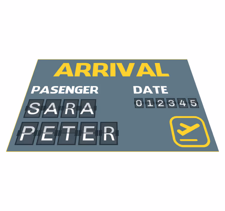 Ankomst flybillett vinyl teppe med navn - Tenstickers