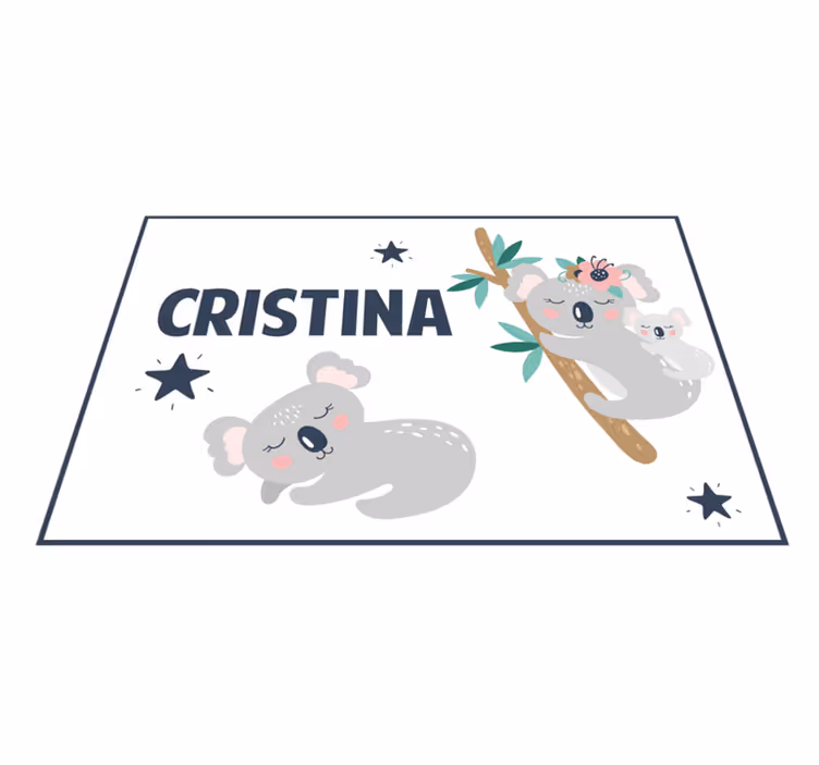 Koala familiemoro vinyl teppe med navn - Tenstickers