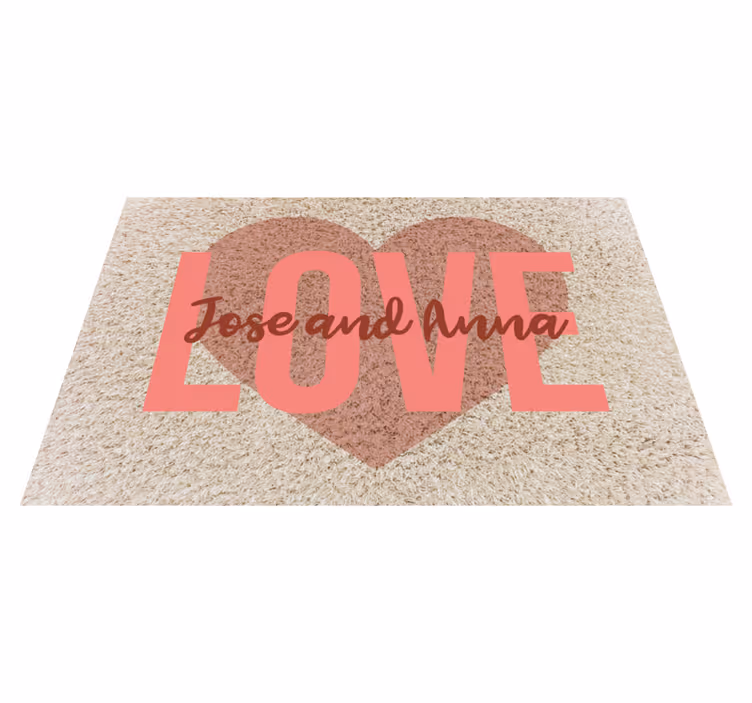 Kjærlighetshjerte med navn vinyl teppe soverom - Tenstickers