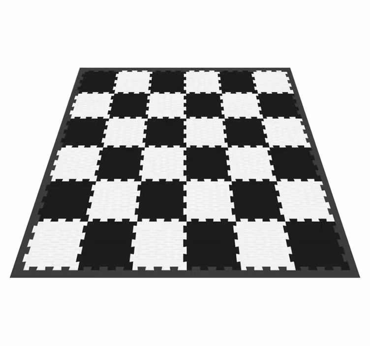 Sjakkbrettdesign vinyl teppe geometrisk - Tenstickers