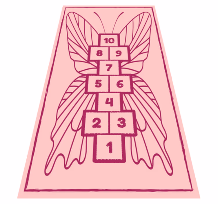 Rosa sommerfuglhoppe vinyl teppe spill - Tenstickers