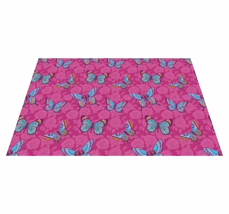 Sommerfuglblomstermotiv vinyl teppe blomster og planter - Tenstickers