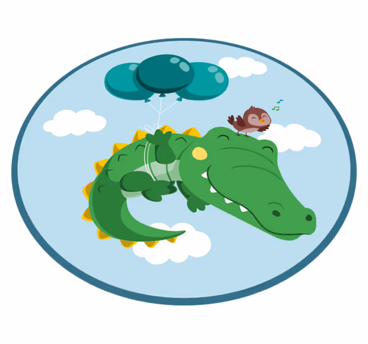 Fugl og krokodille baby spiller vinylmatte - Tenstickers