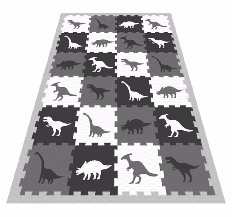 Grå dyr puslespill baby lekematte - Tenstickers