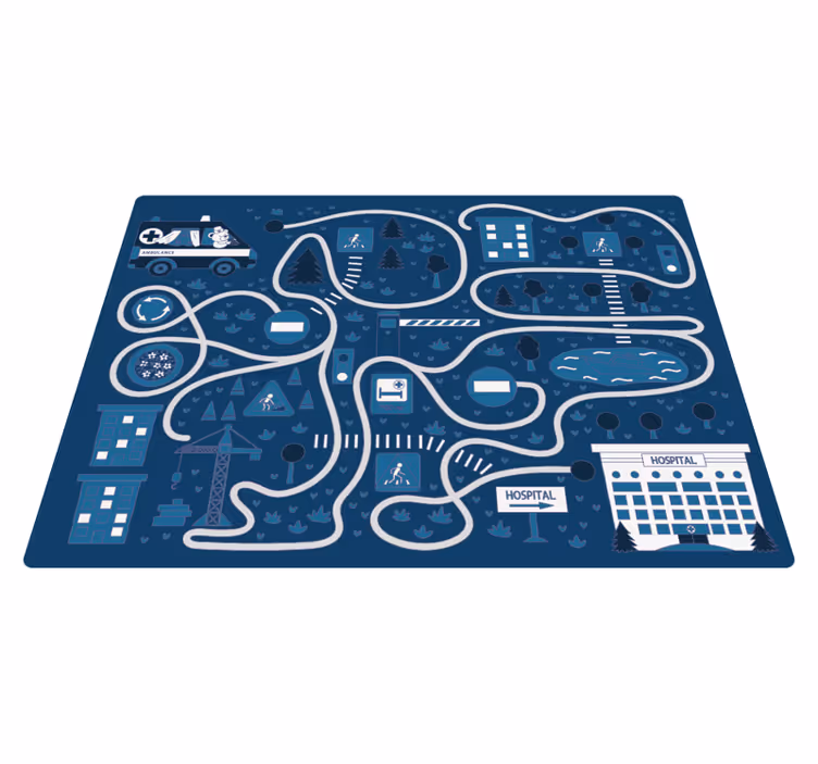 Blått bykart vinyl teppe veier - Tenstickers