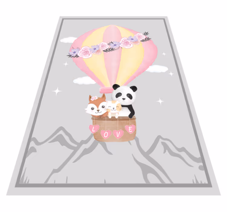 Nordiske dyr i luftballong baby lekematte - Tenstickers