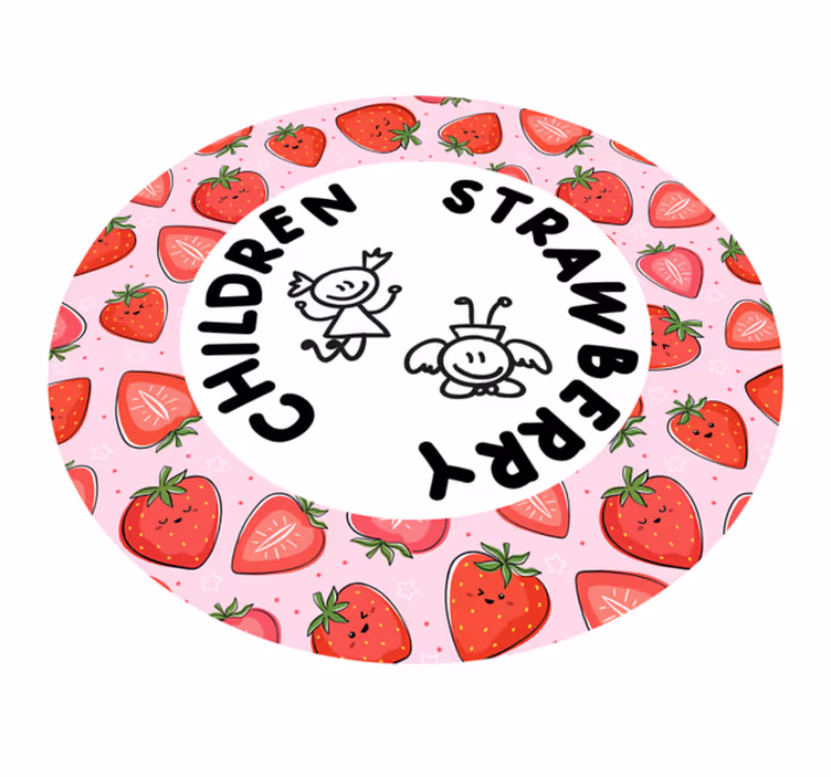 Jordbær barn med farger barn vinyl teppe - Tenstickers