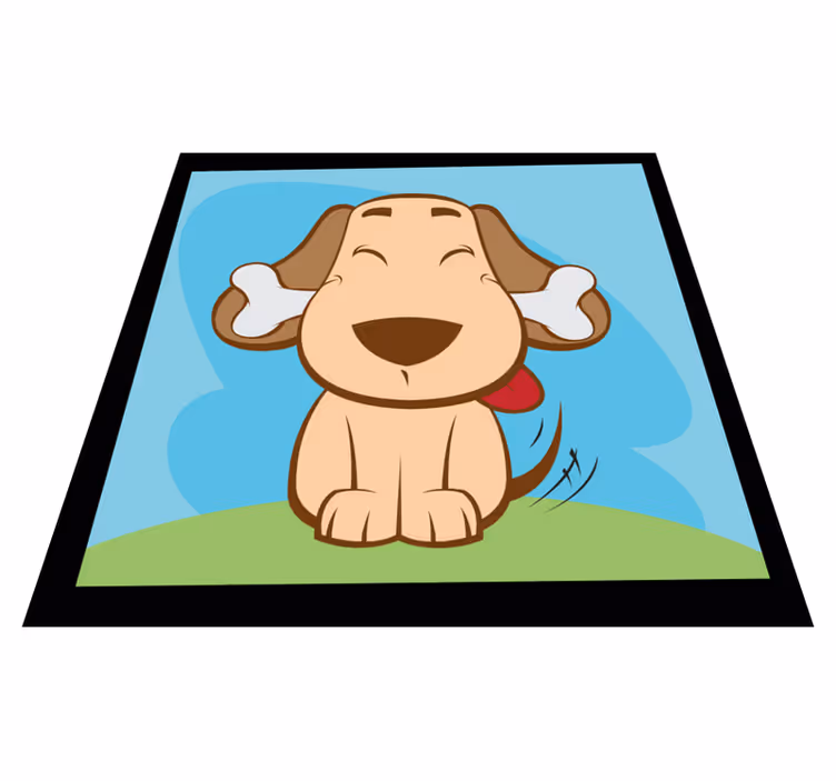 Glad hund med bein vinyl teppe dyr - Tenstickers