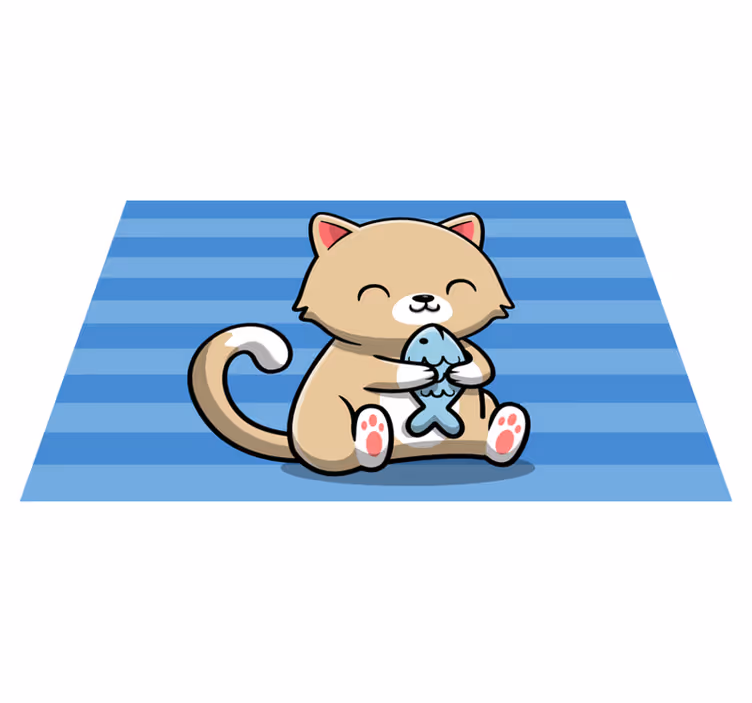 Søte beige katt kjøkkengulvfliser - Tenstickers