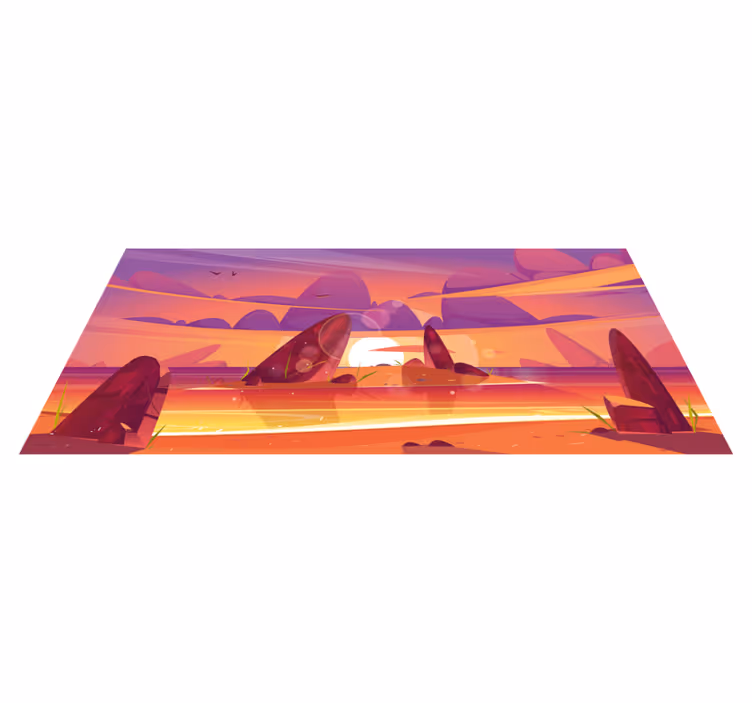Tegneserie strand og sjø natur vinyl teppe - Tenstickers