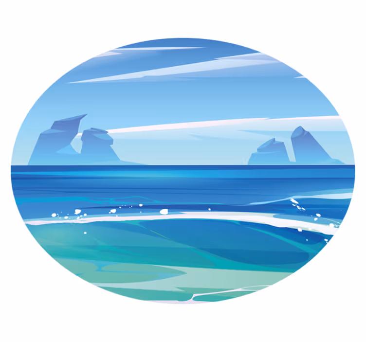 Steiner og sjø tegneserie natur vinyl teppe - Tenstickers