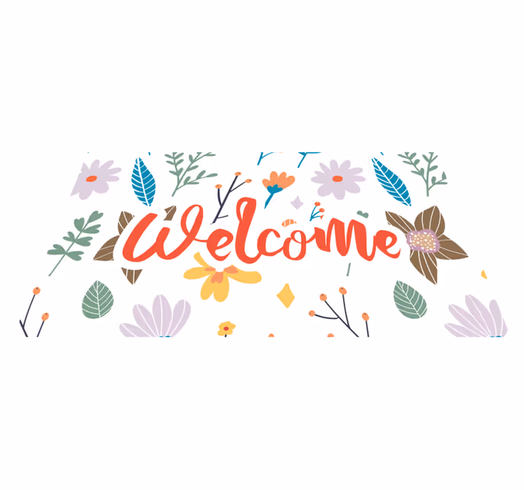 Velkommen blomsterdesign vinyl teppe mottak - Tenstickers