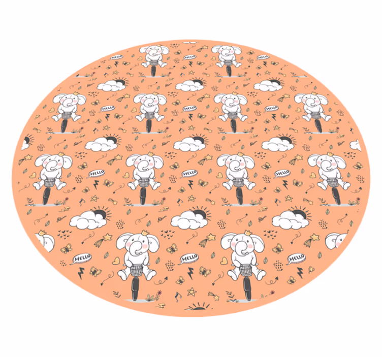Munter elefanttema vinyl teppe spedbarn - Tenstickers