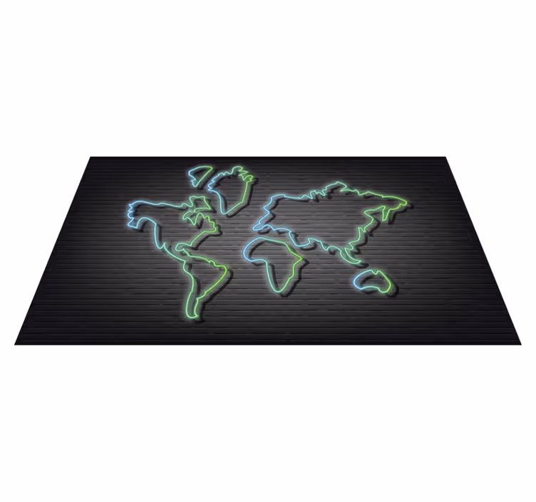 Lysende vektor neon verdenskart soverom vinyl teppe - Tenstickers