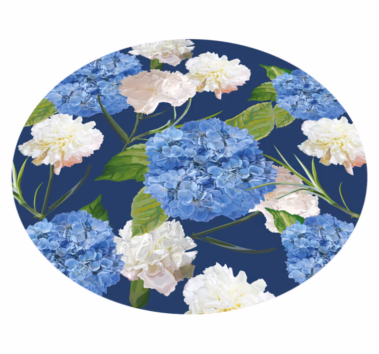 Blått fedd blomster vinyl teppe - Tenstickers