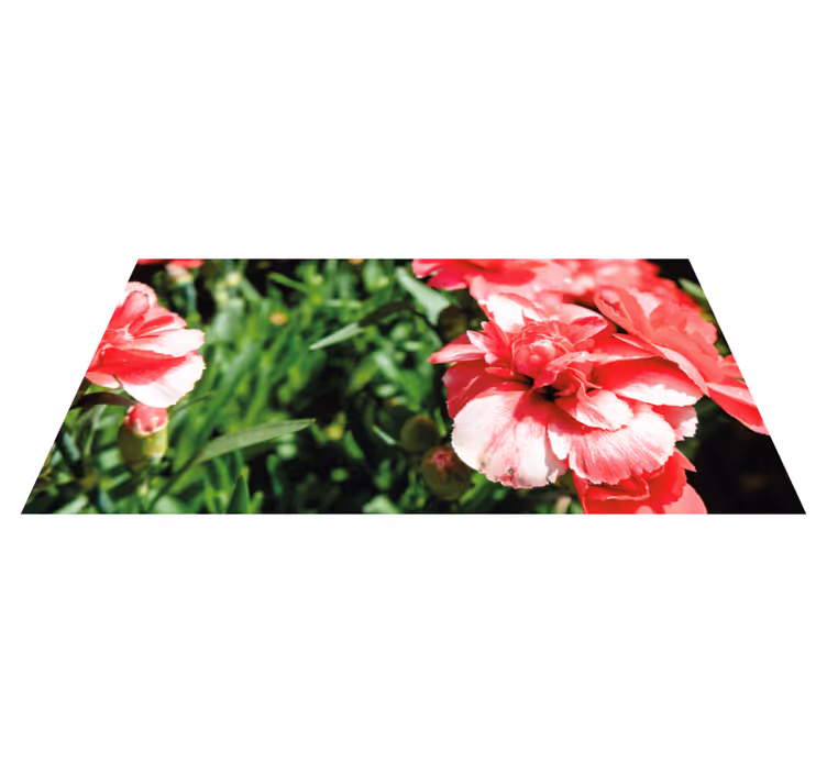 Rosa blomster og gress vinyl teppe blomster og planter - Tenstickers