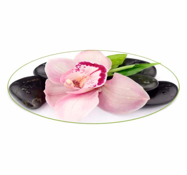 Rosa orkidé med steiner blomster vinyl teppe - Tenstickers