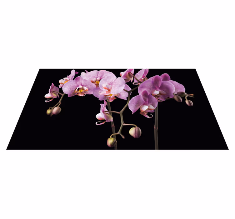 Orkidé svart bakgrunn blomsterteppe - Tenstickers