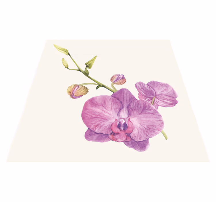 Illustrert orkide hvit bakgrunn blomsterteppe - Tenstickers