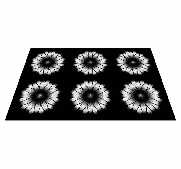 Svart-hvitt inspirasjon vinyl teppe blomster og planter - Tenstickers