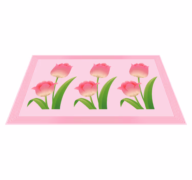 Rosa tulipan bakgrunn floral vinyl teppe - Tenstickers