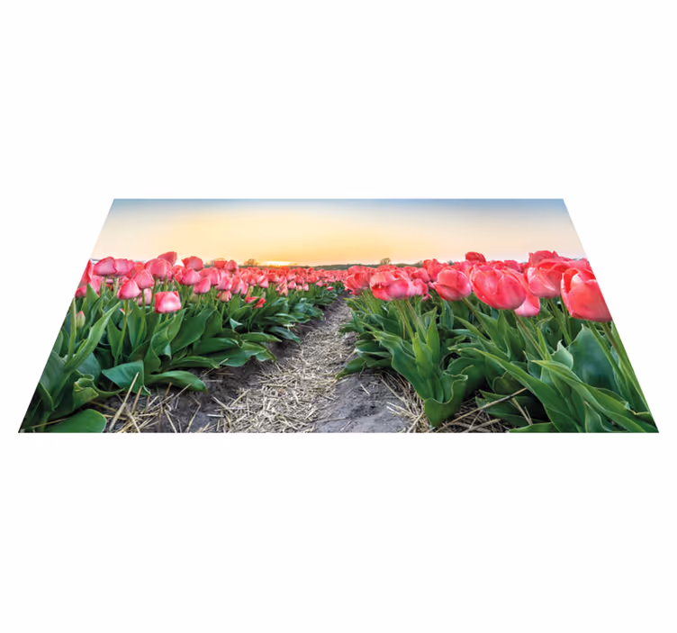 Tulipanfeltperspektiv vinyl teppe blomster og planter - Tenstickers