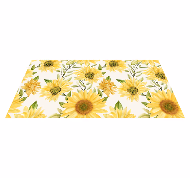 Solsikke, hvit bakgrunn, blomsterteppe - Tenstickers