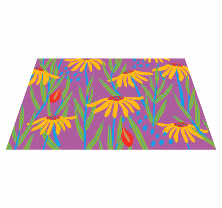 Lilla botanisk arrangement vinyl teppe blomster og planter - Tenstickers
