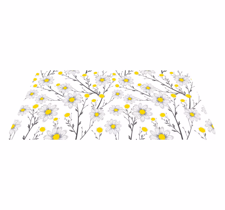 Gul blomstermønster vinyl teppe blomster og planter - Tenstickers