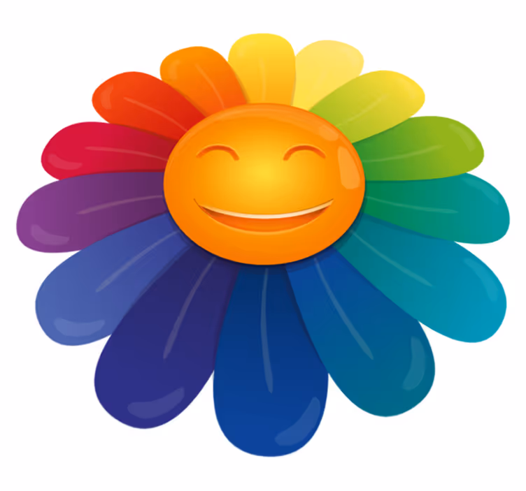 Happy daisy flower floral vinyl teppe - Tenstickers