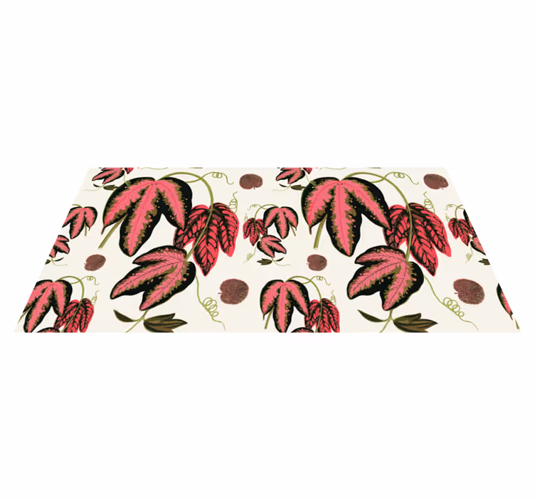 Rødt maranta løvblomstret vinyl teppe - Tenstickers