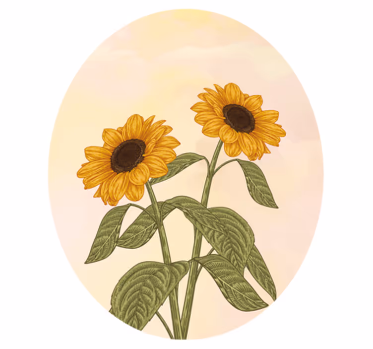 Solsikke omfavnelse vinyl teppe blomster og planter - Tenstickers