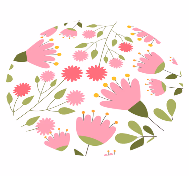 Blomstermønster glede vinyl teppe blomster og planter - Tenstickers