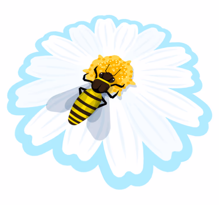 Bie på tusenfryd vinyl teppe blomster og planter - Tenstickers