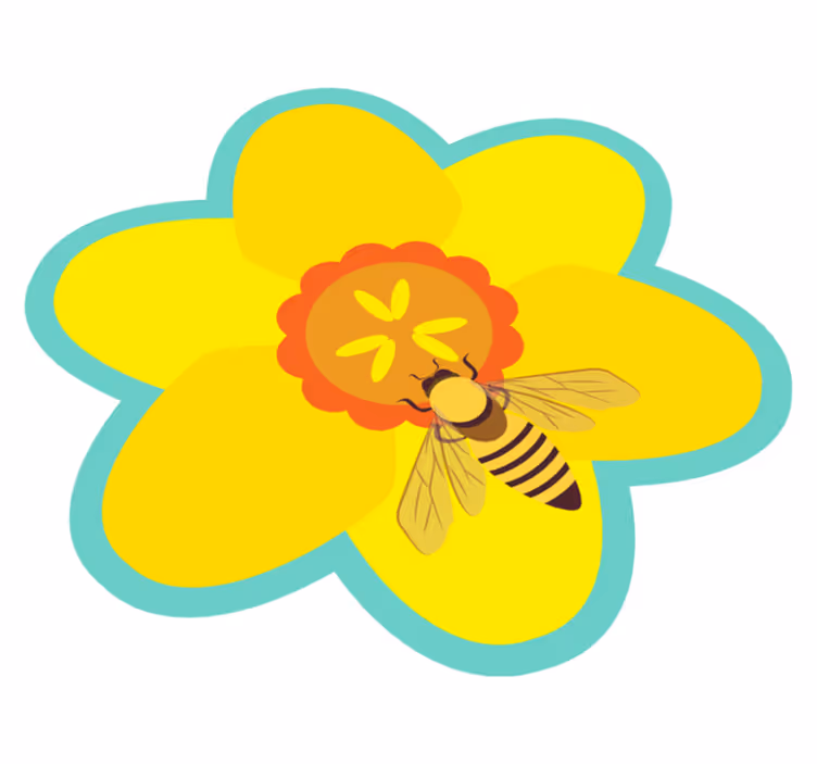 Bie på en solsikke vinyl teppe blomster og planter - Tenstickers