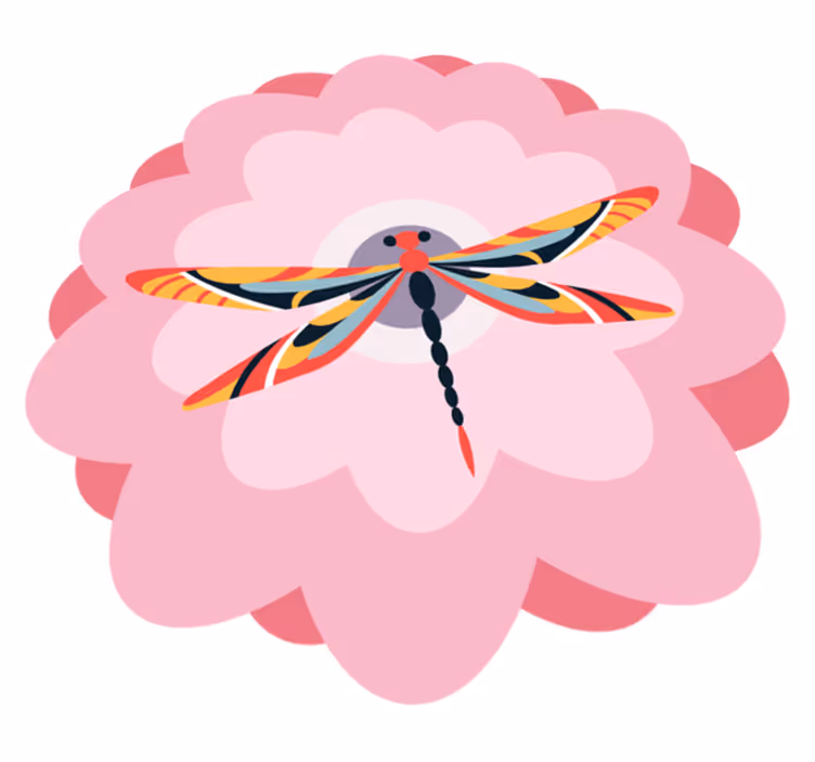 øyenstikker som flyr til et rosa blomstervinylteppe - Tenstickers
