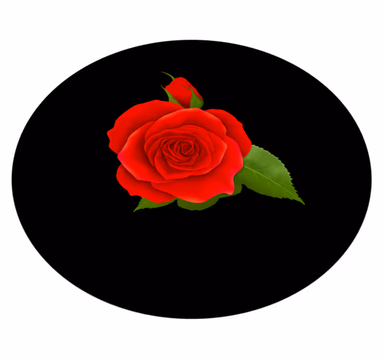 Rød rose på svart blomster vinyl teppe - Tenstickers