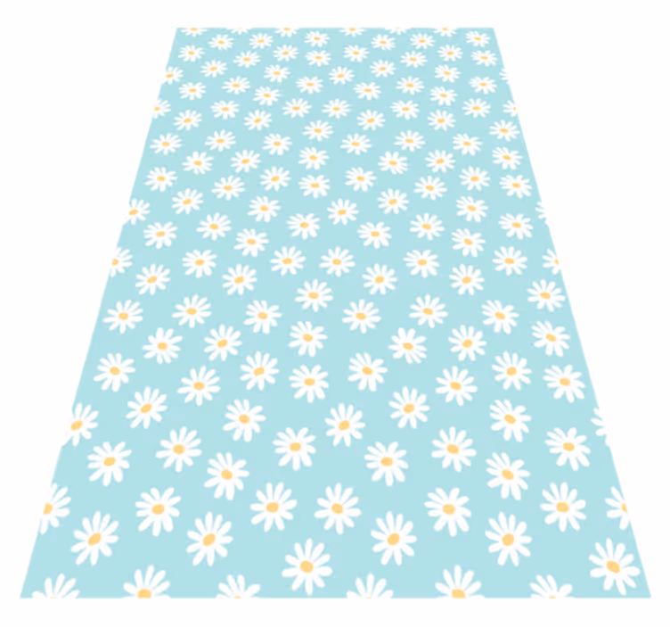 Hvite blomster med blå bakgrunn blomsterteppe - Tenstickers