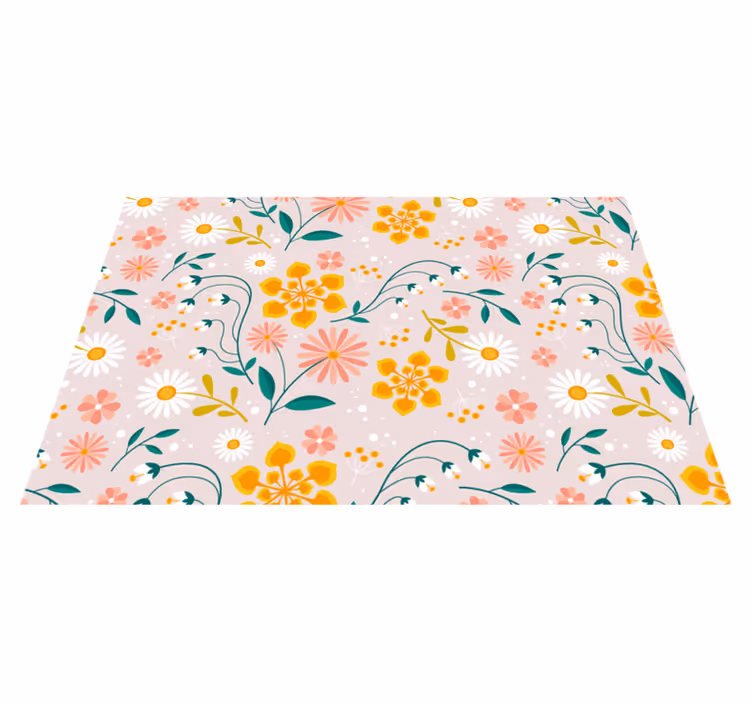 Tusenfrydfeltdesign vinyl teppe blomster og planter - Tenstickers