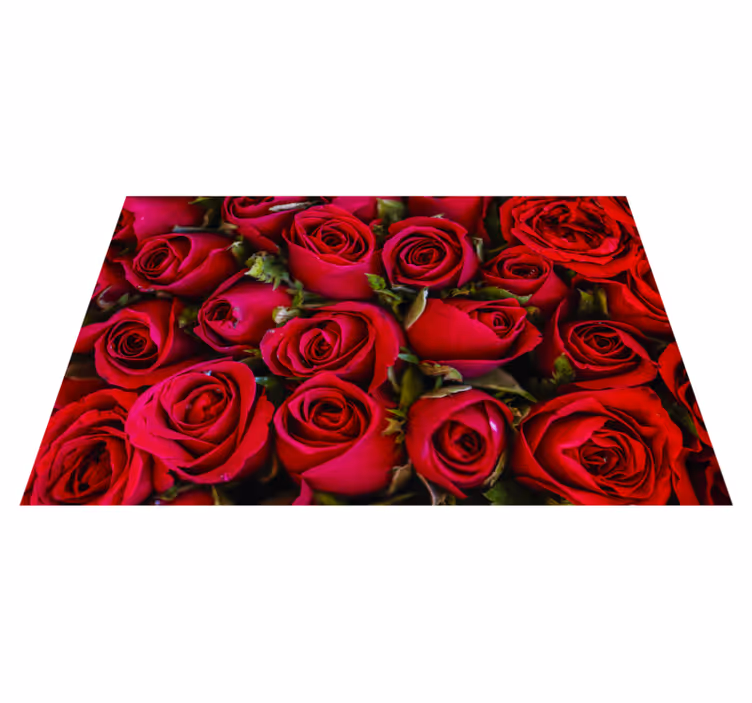 Flere roser og blader blomsterteppe - Tenstickers