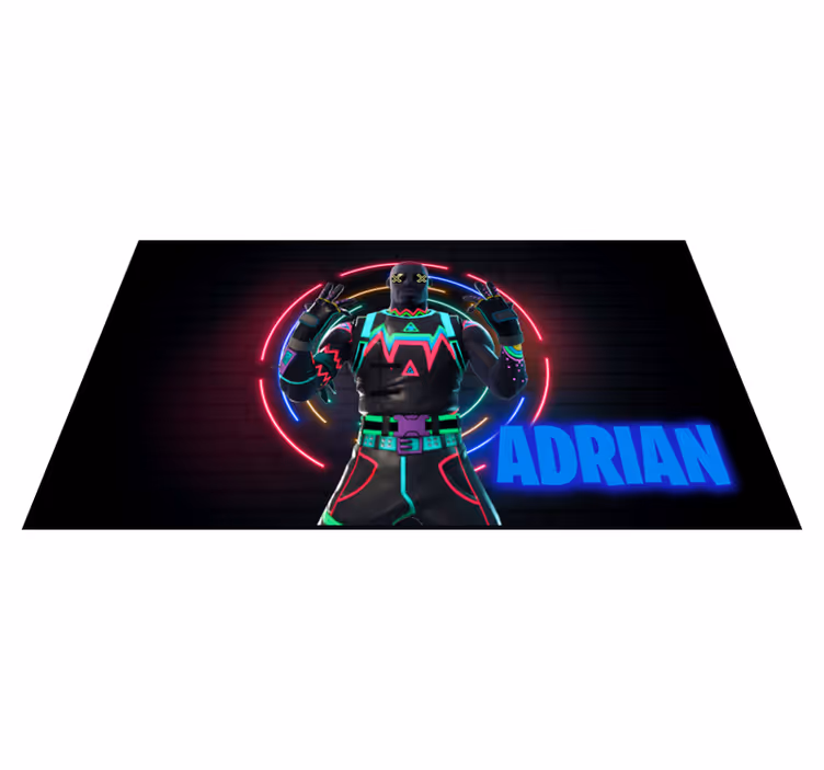 Neon-karaktervisning vinyl teppe med navn - Tenstickers