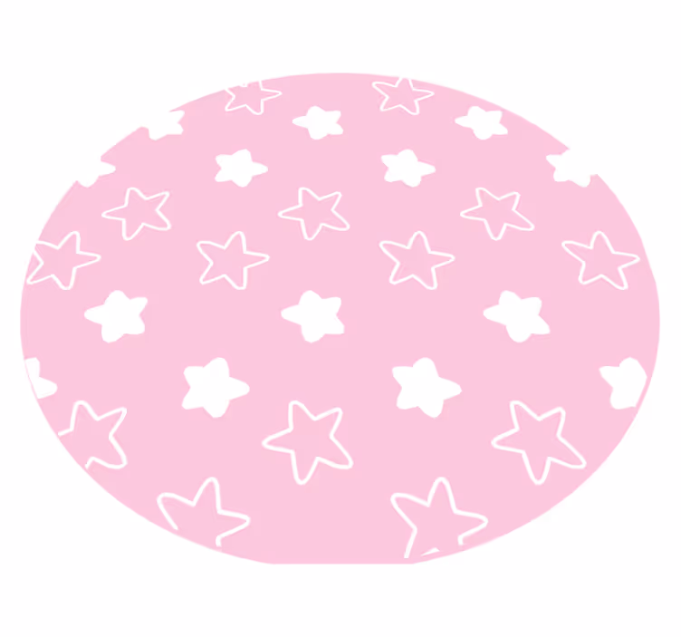 Rosa stjernemønster vinyl teppe rund - Tenstickers