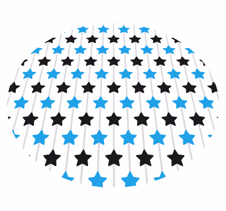 Svarte og blå stjerner geometriske vinyl teppe - Tenstickers