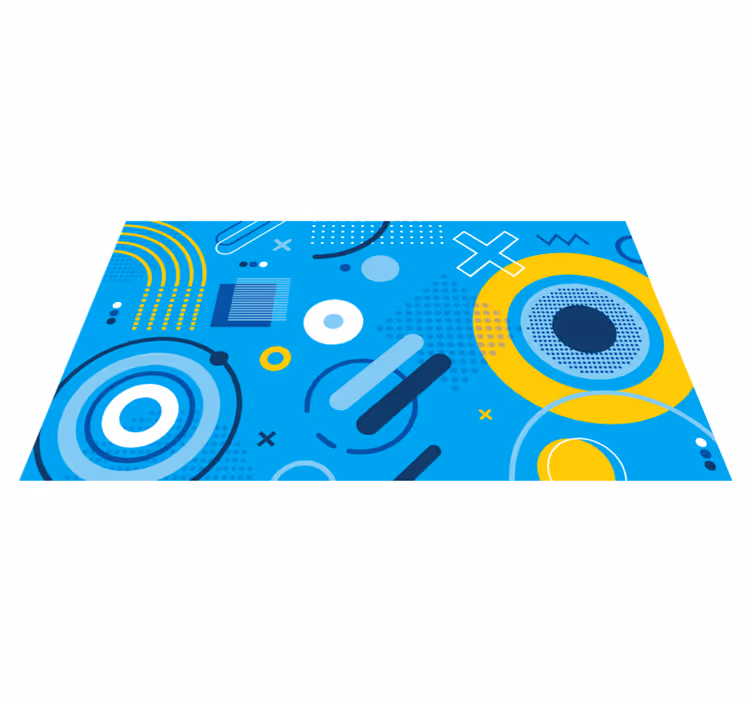 Blått moderne motiv vinyl teppe geometrisk - Tenstickers