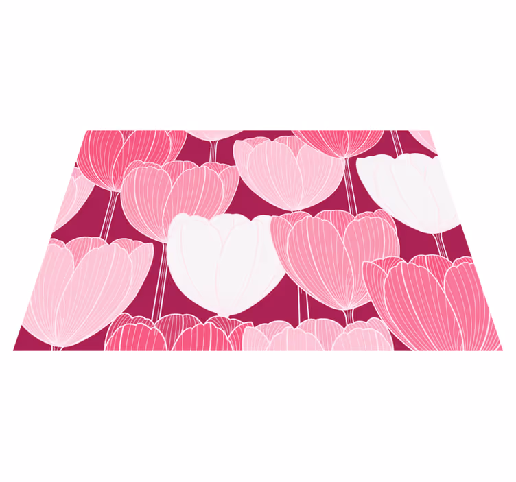 Rosa tulipanelementer vinyl teppe blomster og planter - Tenstickers