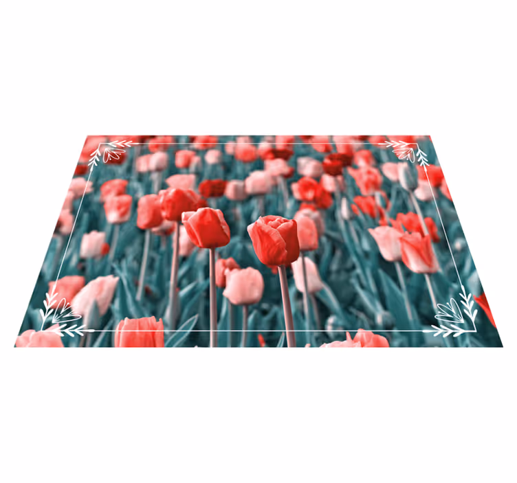 Tulipanfelt-scene vinyl teppe blomster og planter - Tenstickers