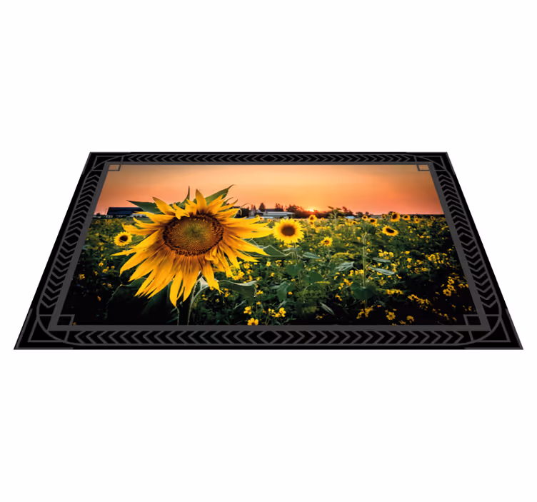 Solsikke solnedgang vinyl teppe blomster og planter - Tenstickers