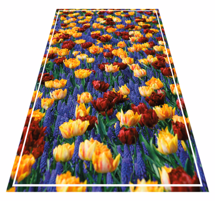 Tulipanhagedesign vinyl teppe blomster og planter - Tenstickers